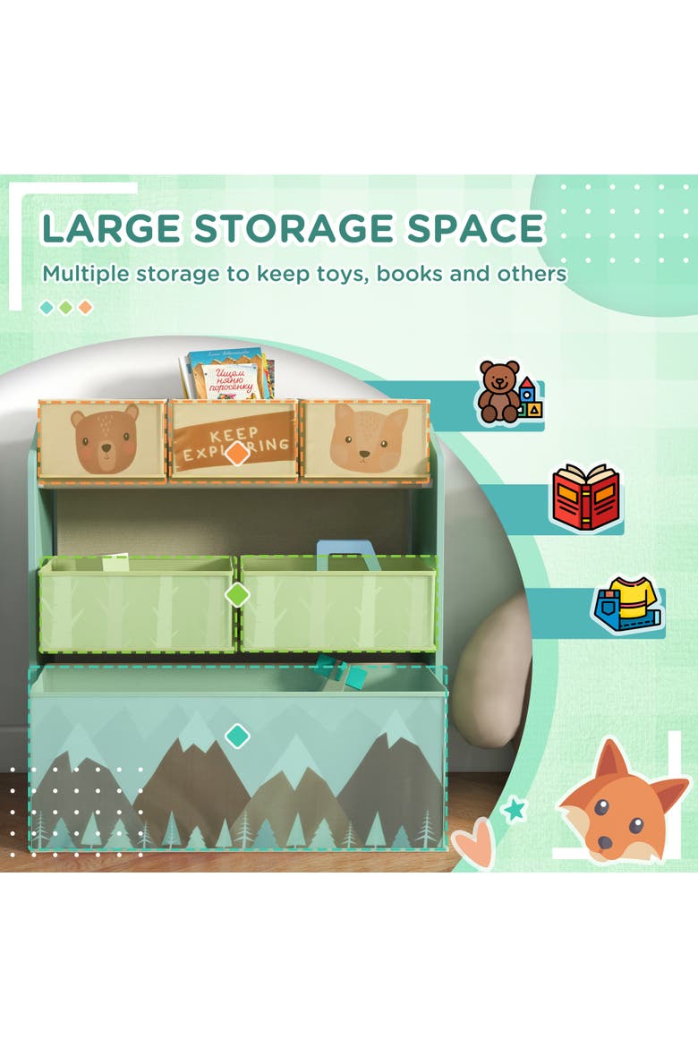 Toy Organizer with 6 Bins, Kids Storage Unit​, Alternate, color, Green