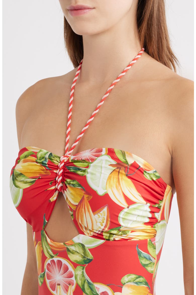 Fruit Print One-Piece Swimsuit, Alternate, color, RED