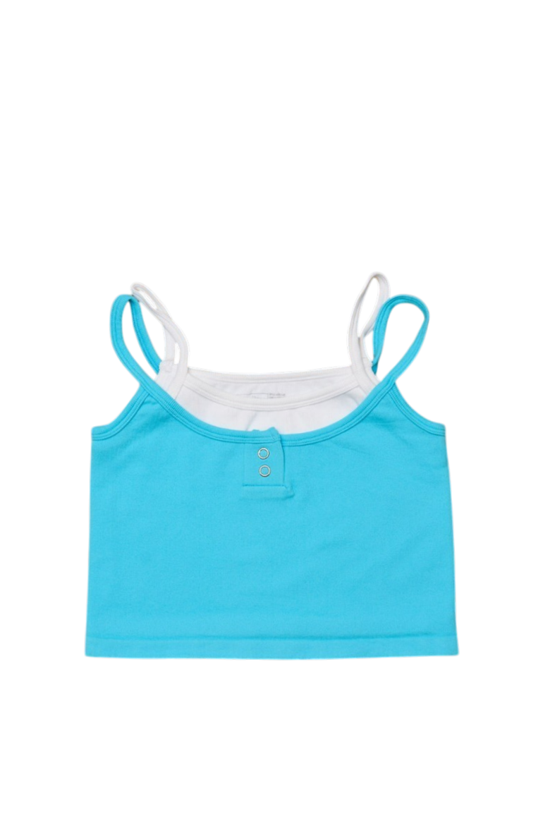 Double Layer Crop Ribbed Cami w/ Snaps, Main, color, New Sky Blue