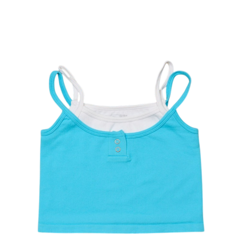 Double Layer Crop Ribbed Cami w/ Snaps