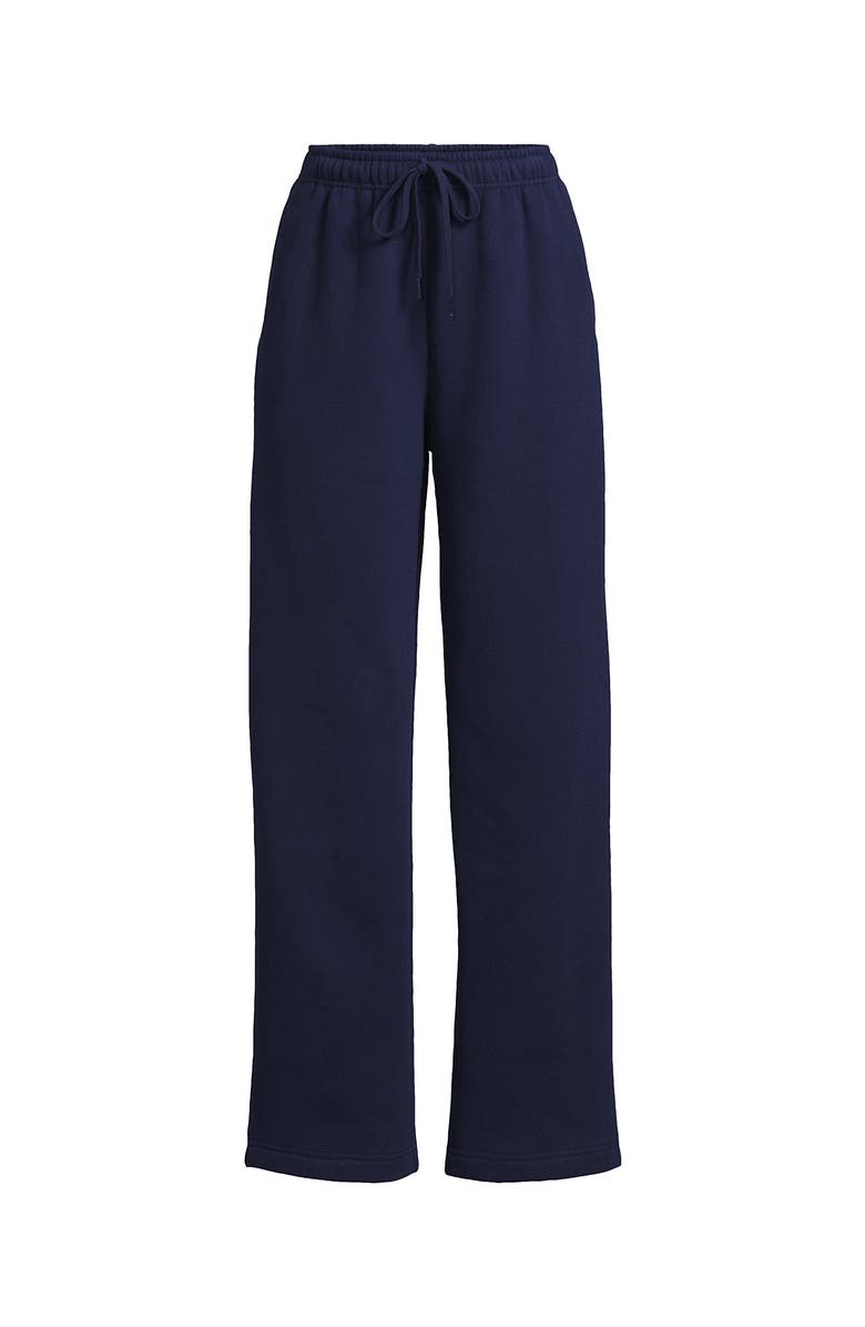 Lands' End Serious Sweats High Rise Relaxed Straight Leg Pants, Alternate, color, Deep Sea Navy