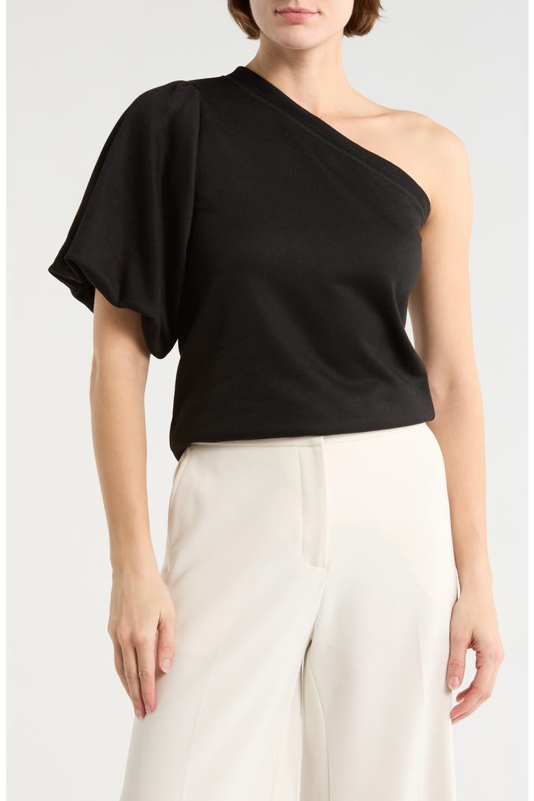 Joylyn One Shoulder Flutter Sleeve Top, Main, color, BLACK