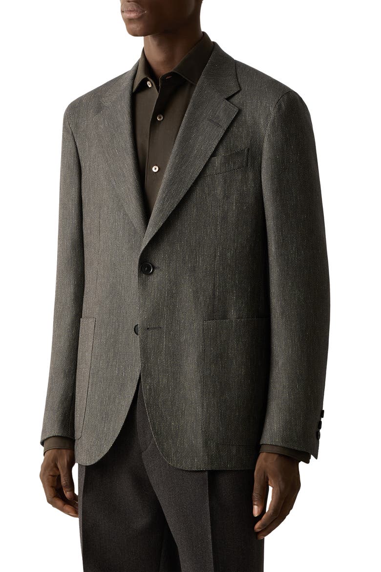 Cashmere, Silk & Linen Dinner Jacket, Main, color, DARK OLIVE GREEN