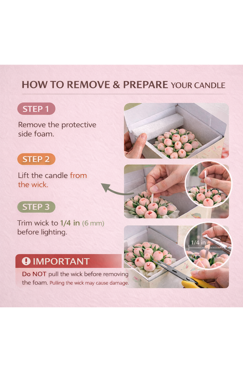 Southlake gifts Tulip Bouquet Candle, Alternate, color, Soft Pink / White