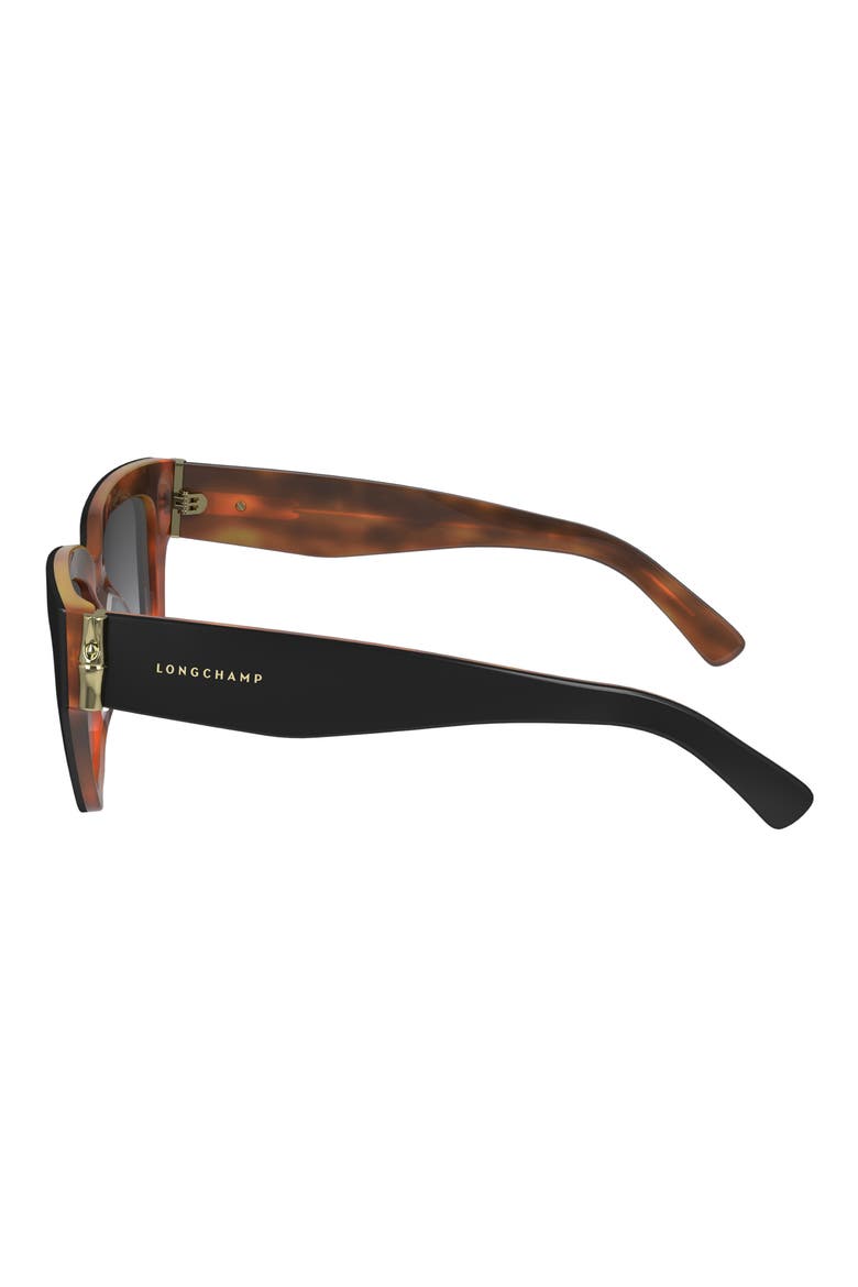 53mm Gradient Modified Rectangular Sunglasses, Alternate, color, BLACK/HAVANA