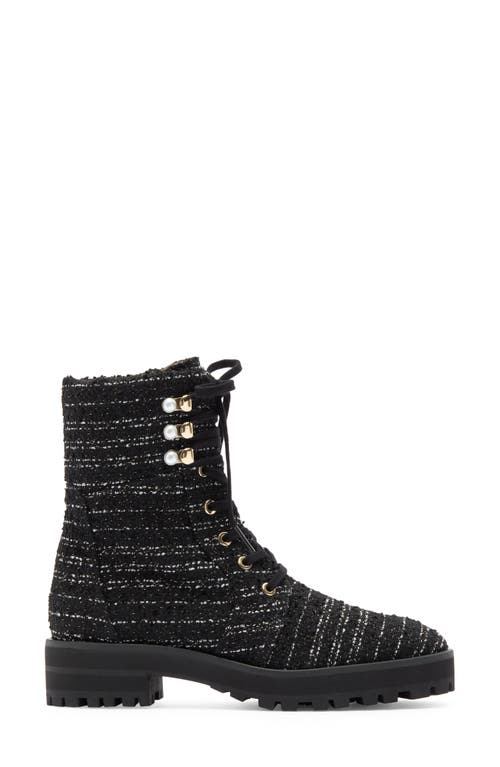 Stuart Weitzman Pearly Lace-up Lug Sole Bootie In Black