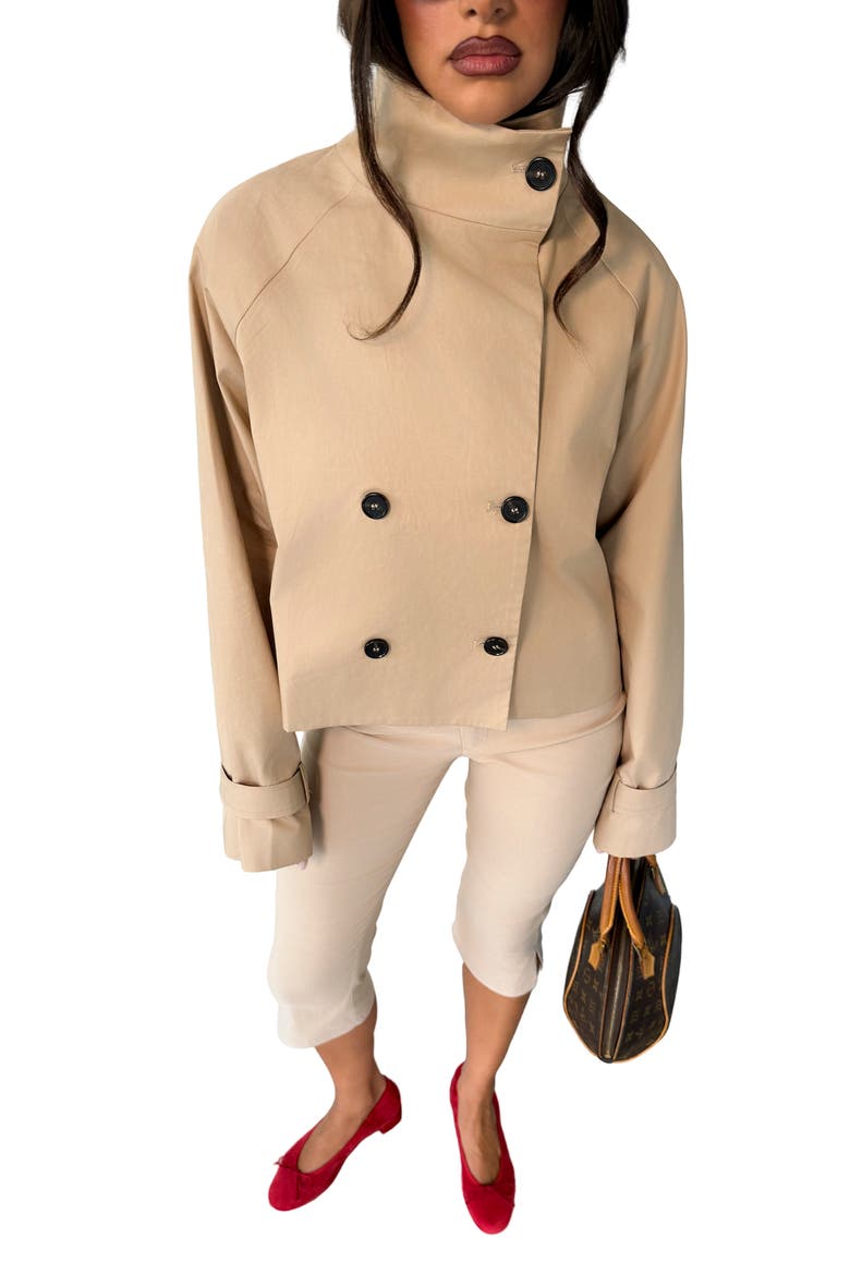 Ashleigh Cropped Trench Jacket, Alternate, color, KHAKI