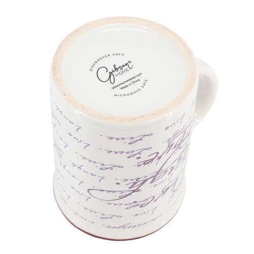 Gibson Home Inspirational Words Live, Laugh, Love 4 Piece 16 Ounce Stoneware Mug Set In Multi