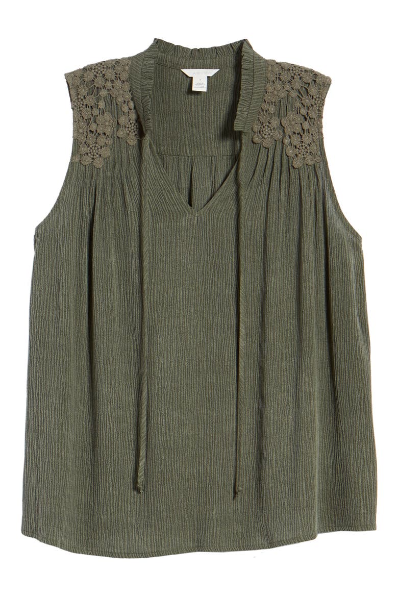 Lace Appliqué Top, Alternate, color, GREEN BEETLE
