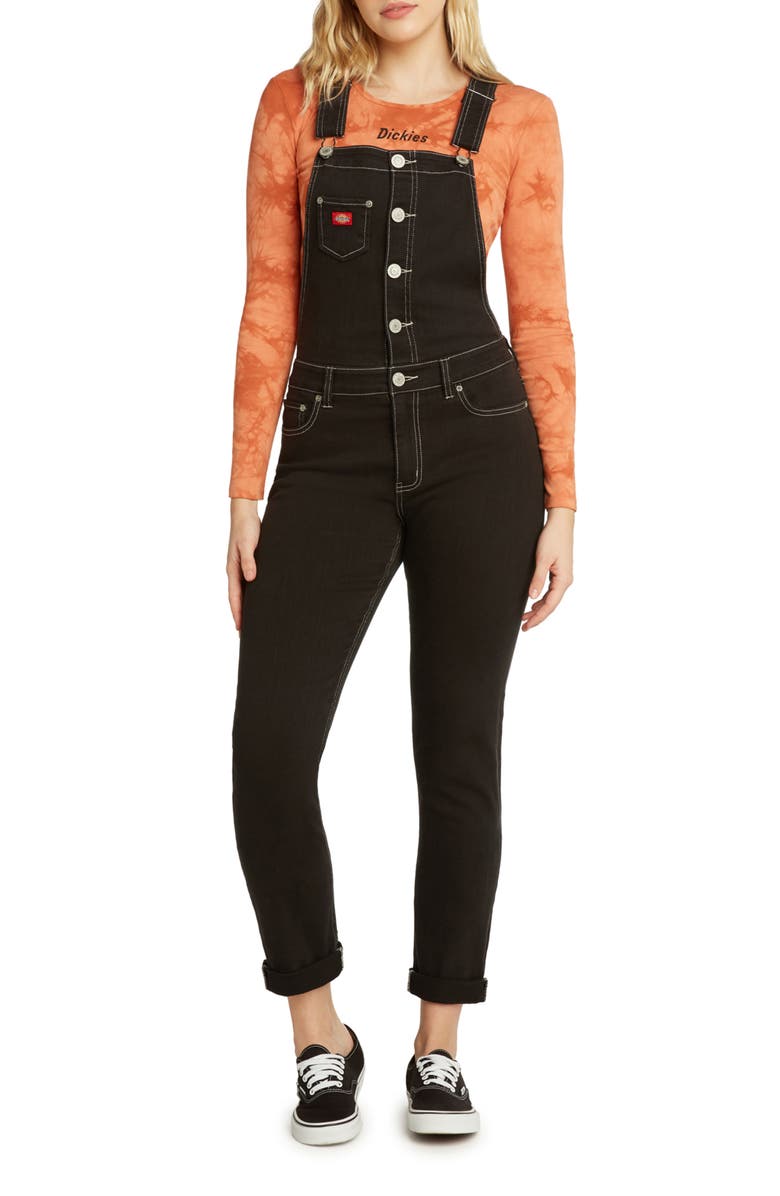 Dickies Button Front Denim Overalls, Main, color, 