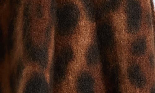 Tasha Leopard Print Blanket Scarf In Brown