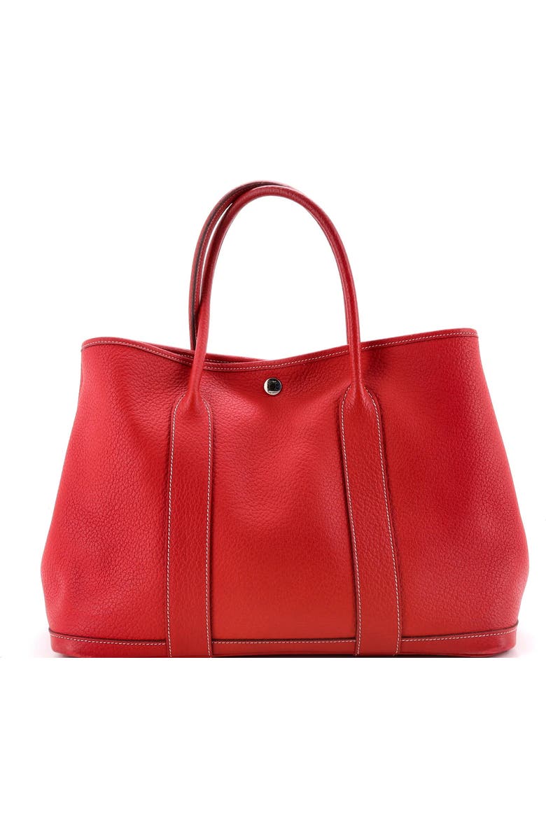 Pre-Owned Hermes Garden Party Tote Leather 36, Main, color, Rouge Casaque