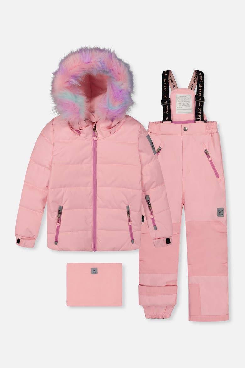 Play Faux Hood Jacket & Pants Two Piece Snowsuit, Main, color, Light Pink
