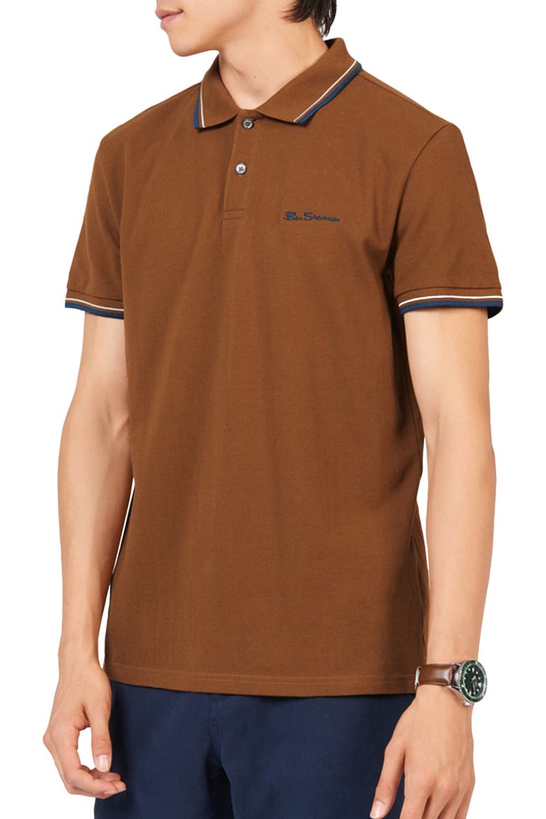 Signature Tipped Organic Cotton Piqué Polo Shirt, Main, color, GINGER