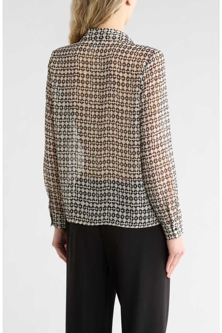 Frilly Button-Up Shirt, Alternate, color, IVORY/ BLACK GEOMETRIC