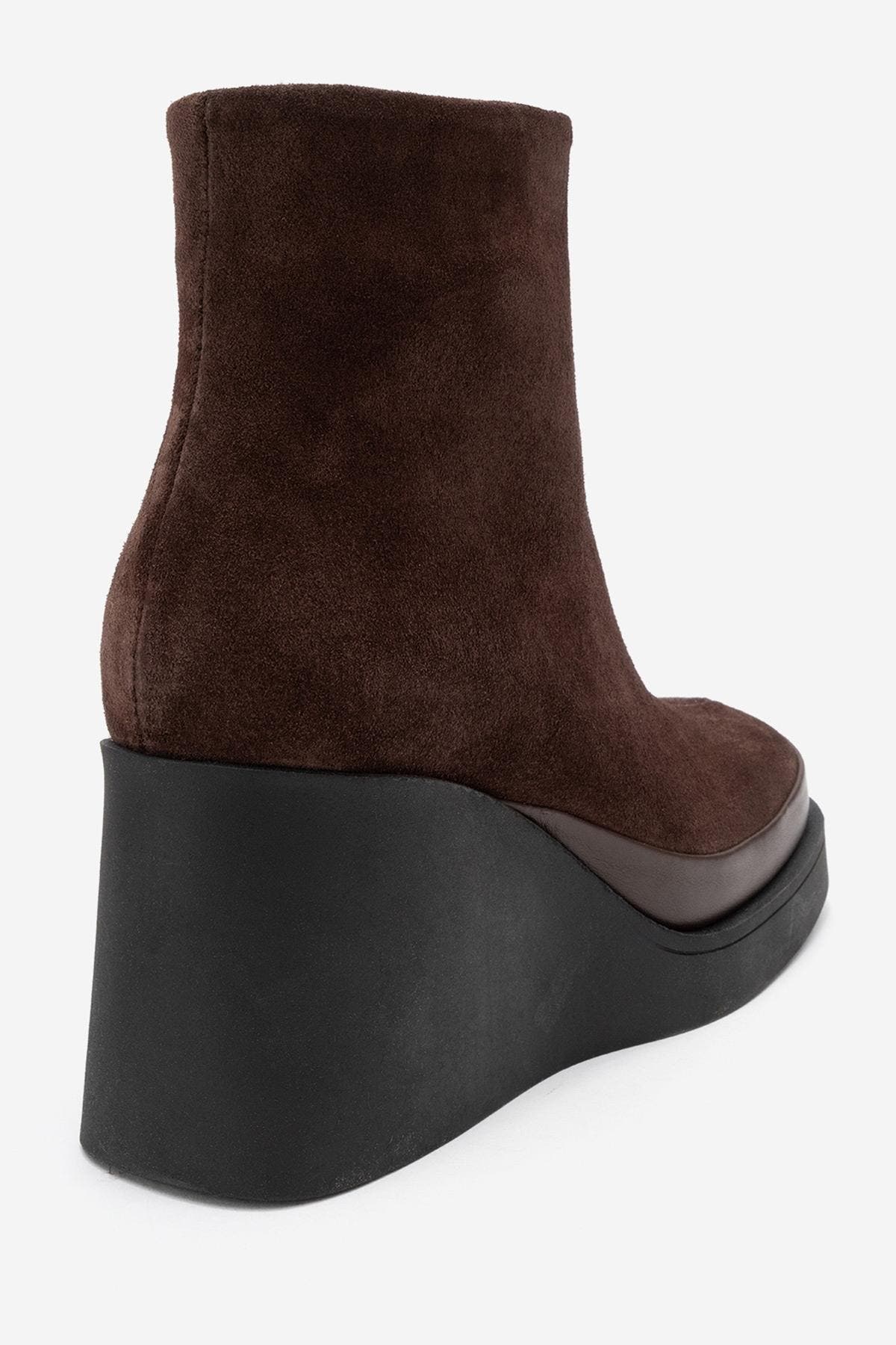 Forever 
Always Shoes Livia Leather Wedge Boot, Alternate, color, Brown Suede