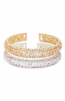 Tasha Set of 2 Crystal Cuff Bracelets