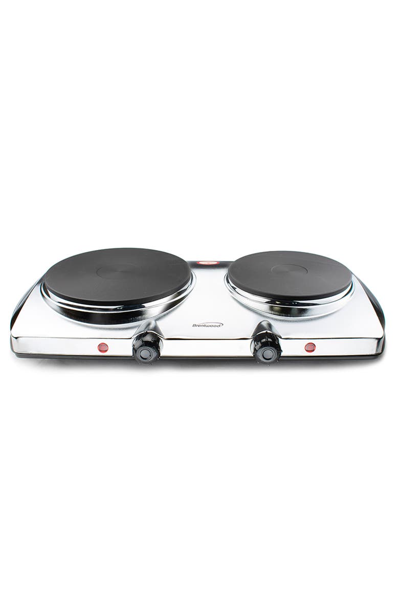 Electric 1440W Double Hotplate in Chrome, Alternate, color, Silver