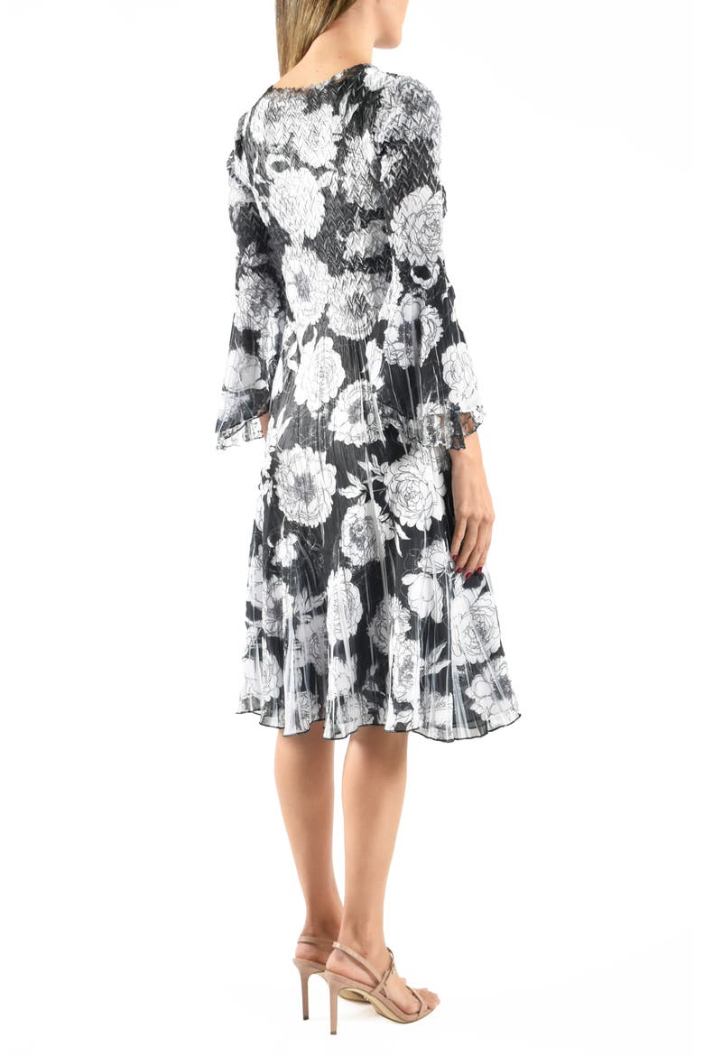 Bell Sleeve Charmeuse & Chiffon Cocktail Dress, Alternate, color, CHRYSANTHEMUM