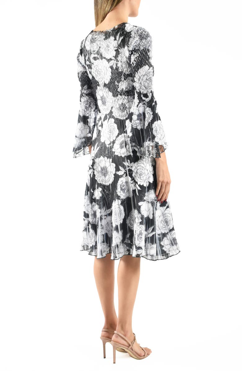 Komarov Bell Sleeve Charmeuse & Chiffon Cocktail Dress, Alternate, color, Chrysanthemum