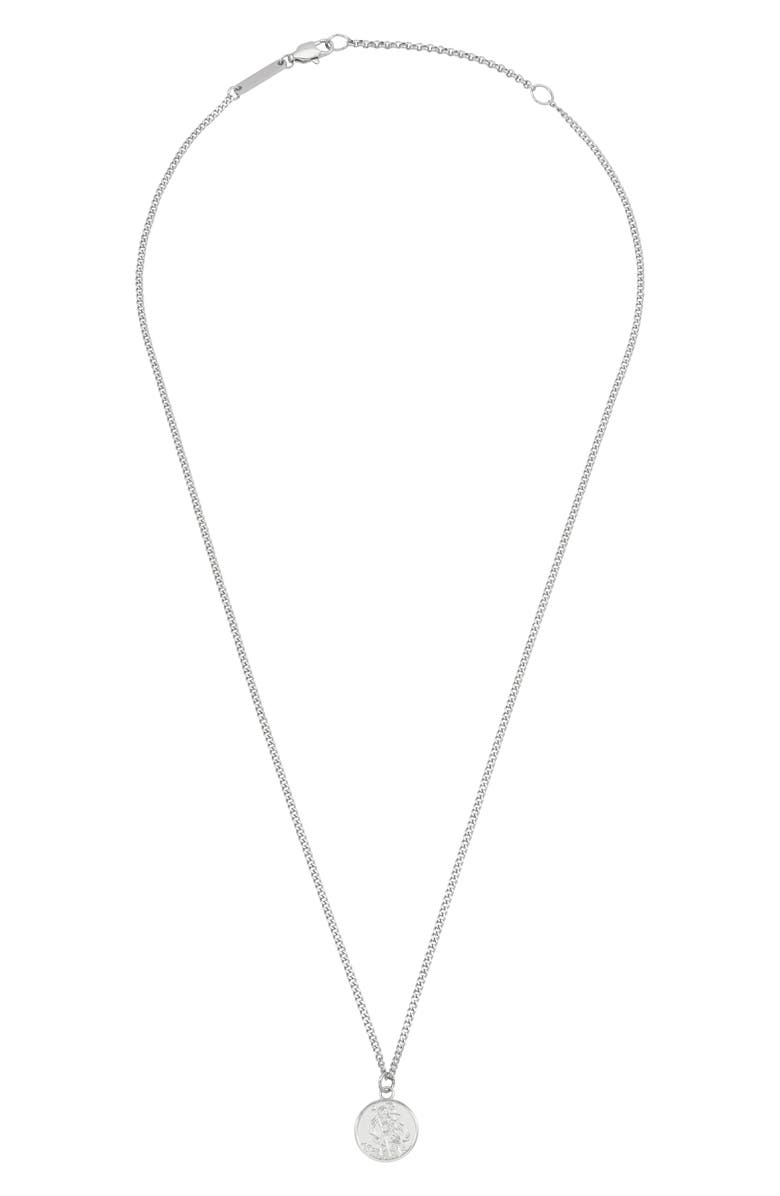 Estella Bartlett St. Christopher Pendant Necklace, Alternate, color, Silver