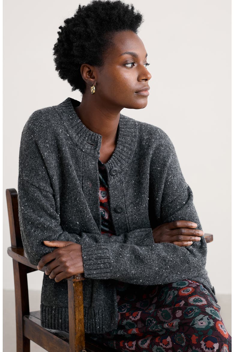 Harbour Sands Wool Blend Cardigan, Alternate, color, KNIT MELANGE COAL