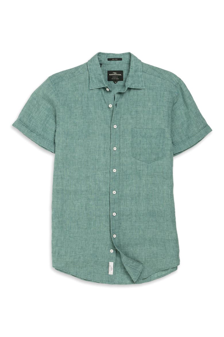 Palm Beach Sports Fit Short Sleeve Linen Button-Up Shirt, Alternate, color, SAVANNAH