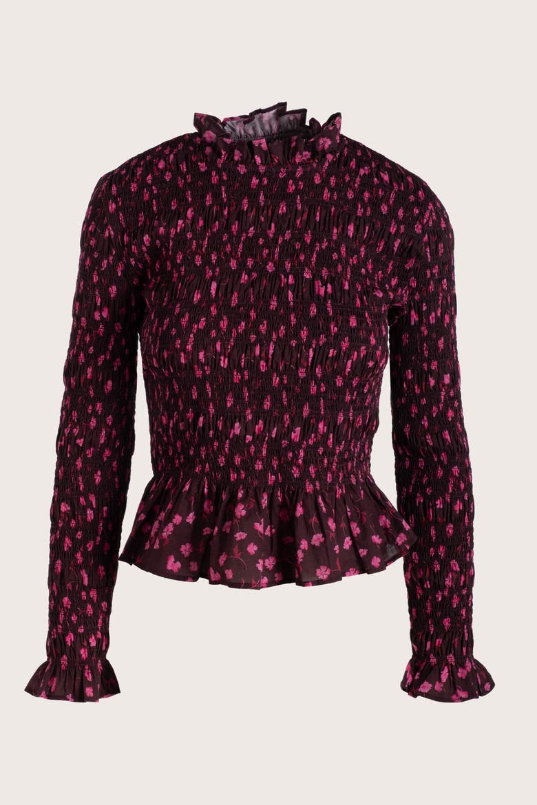 Norra Printed Top, Alternate, color, Berry Floral Print