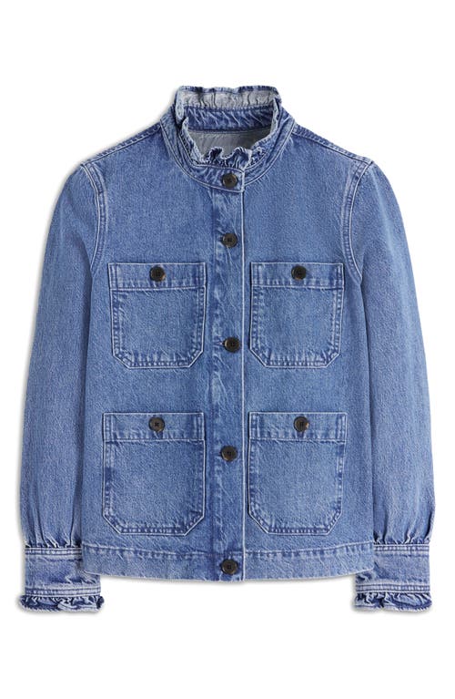 Boden Frill Detail Denim Jacket In Blue