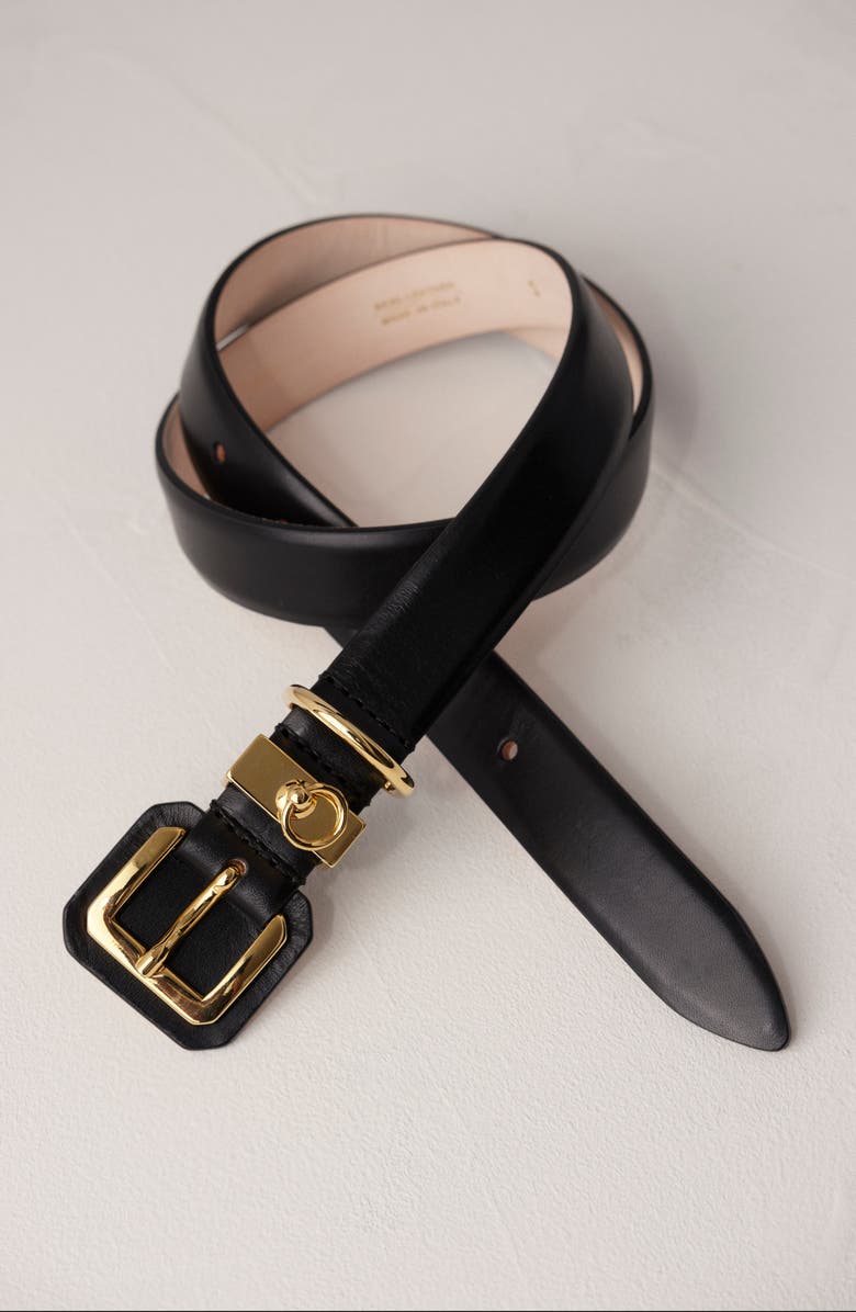 Déhanche Jolinard Leather Belt, Alternate, color, Black/Gold