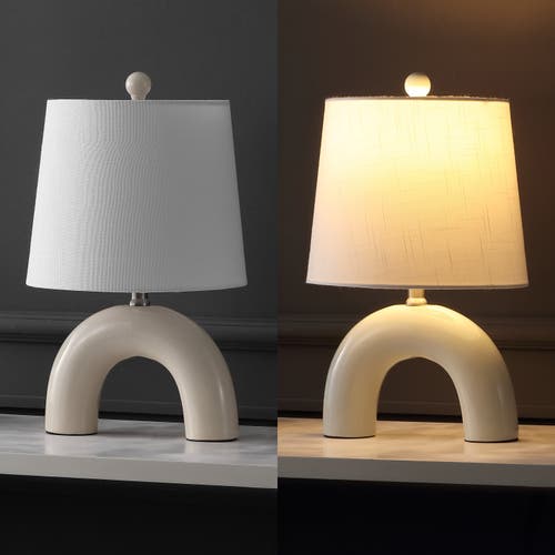 Jonathan Y Zadie 17.75" Scandinavian Minimalist Ceramic Arch Led Table Lamp