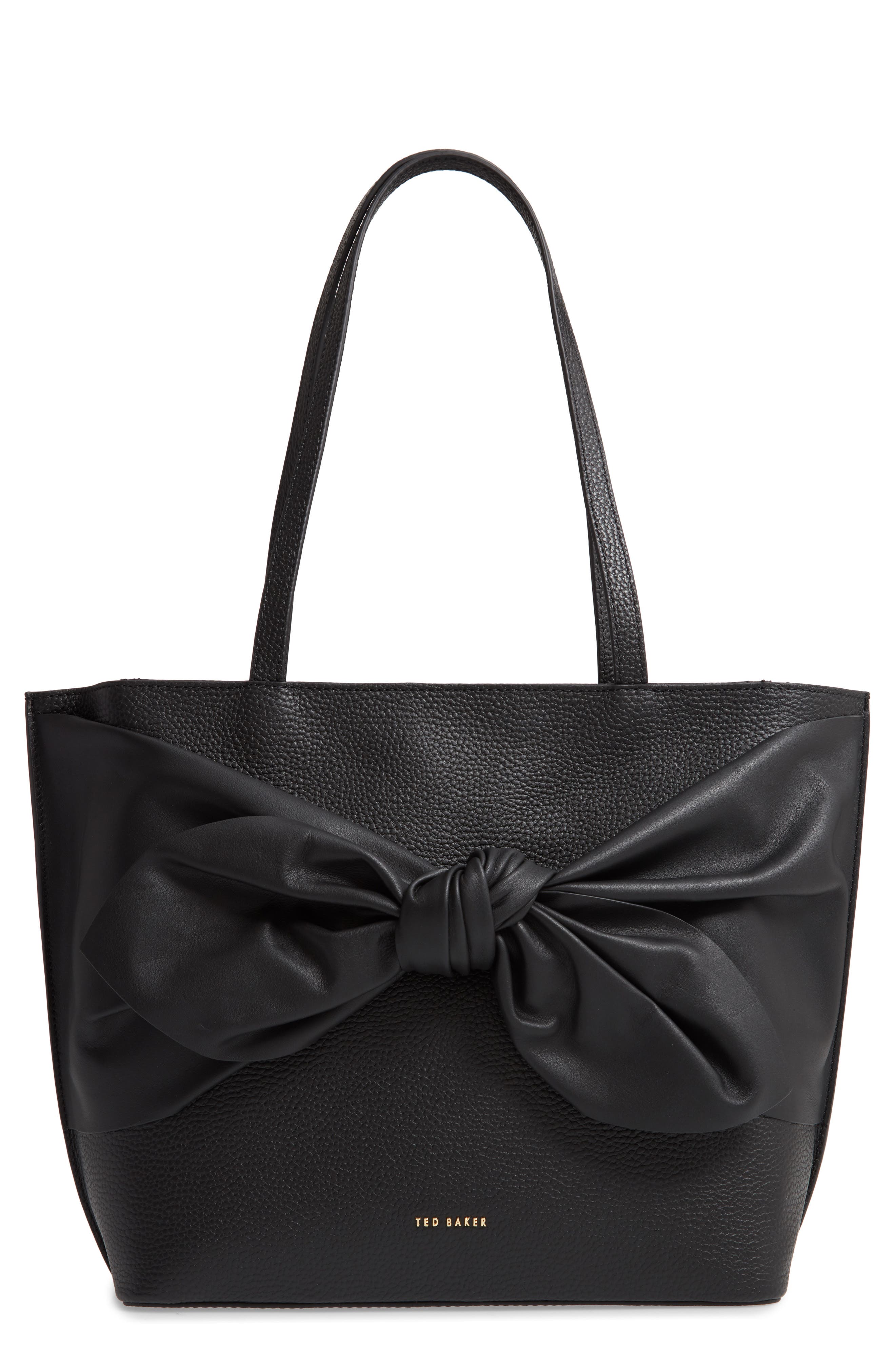 Ted Baker London Diiana Soft Knot Detail Leather Shopper, Main, color, 