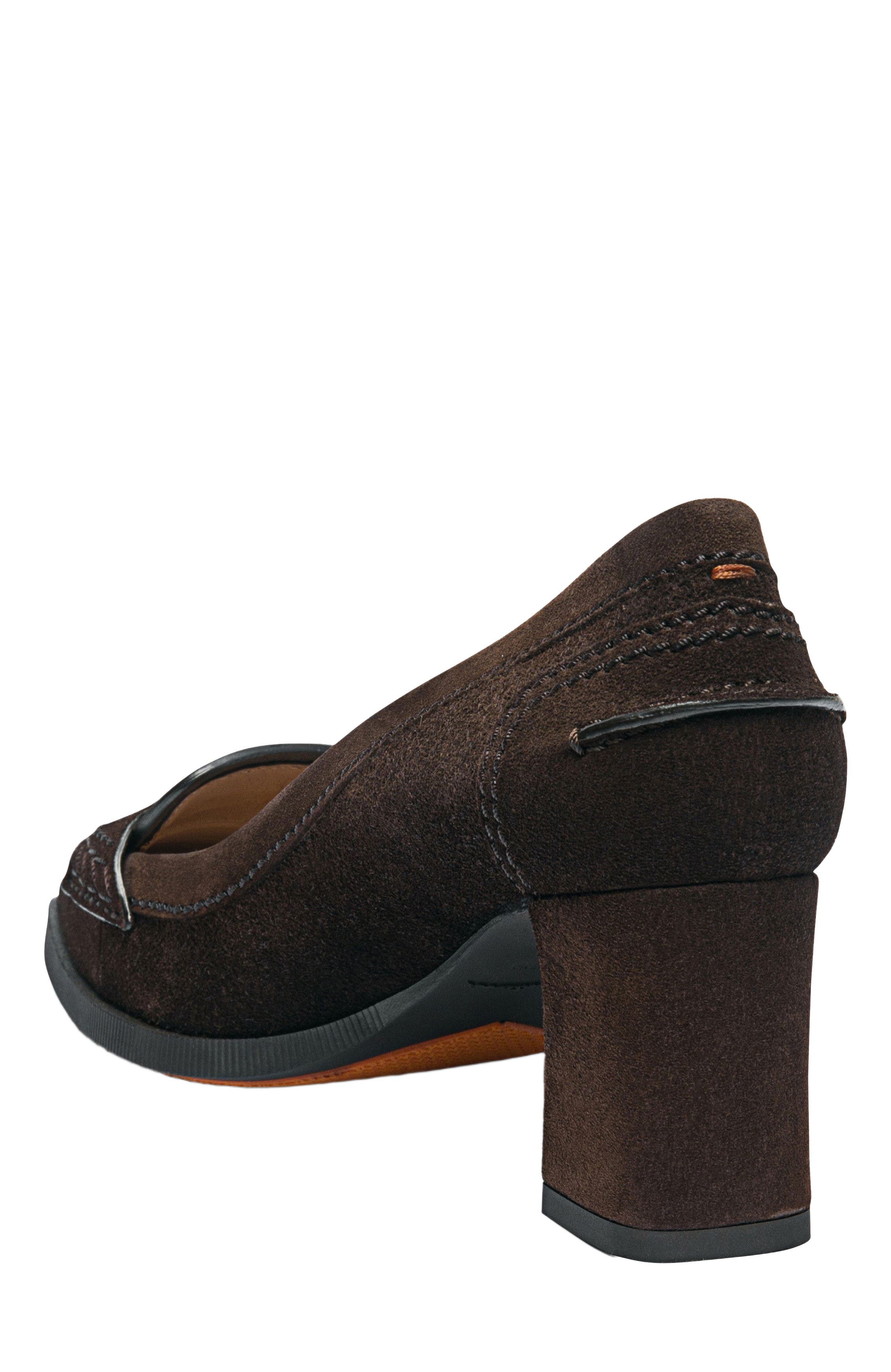 Santoni Women's suede mid-heel pump, Alternate, color, Brown