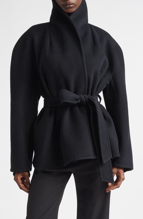 Short Double Face Wool Wrap Coat