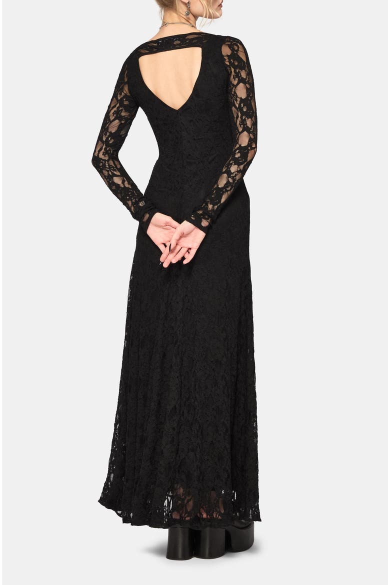 Stray Lace Long Sleeve Maxi Dress, Alternate, color, Black