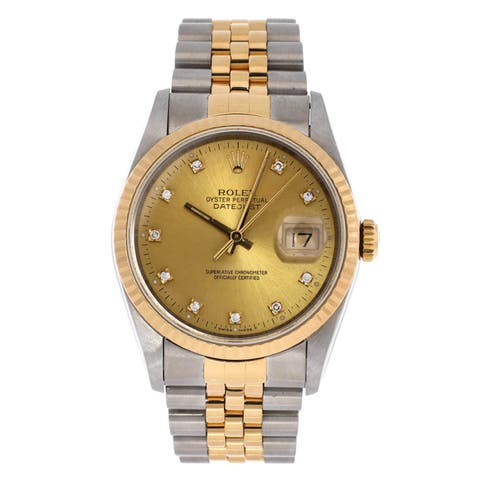 Oyster Perpetual Datejust Automatic Watch Stainless Steel and Yellow Gold with Diamond Markers 36