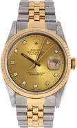 Pre-Owned Rolex Oyster Perpetual Datejust Automatic Watch Stainless Steel and Yellow Gold with Diamond Markers 36