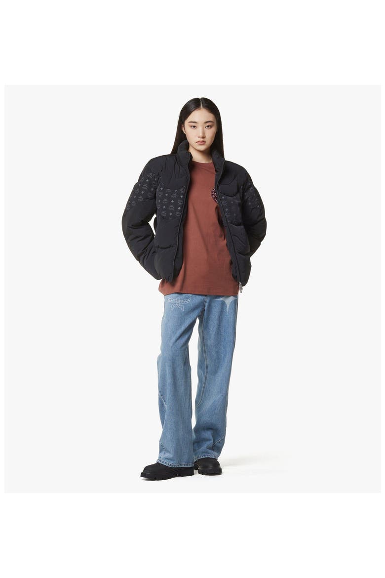 Monogram Print Puffer Jacket in ECONYL, Alternate, color, Black