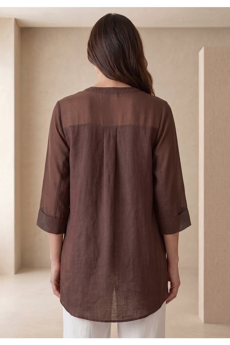 Hi Low Linen Tunic, Alternate, color, RICH BROWN