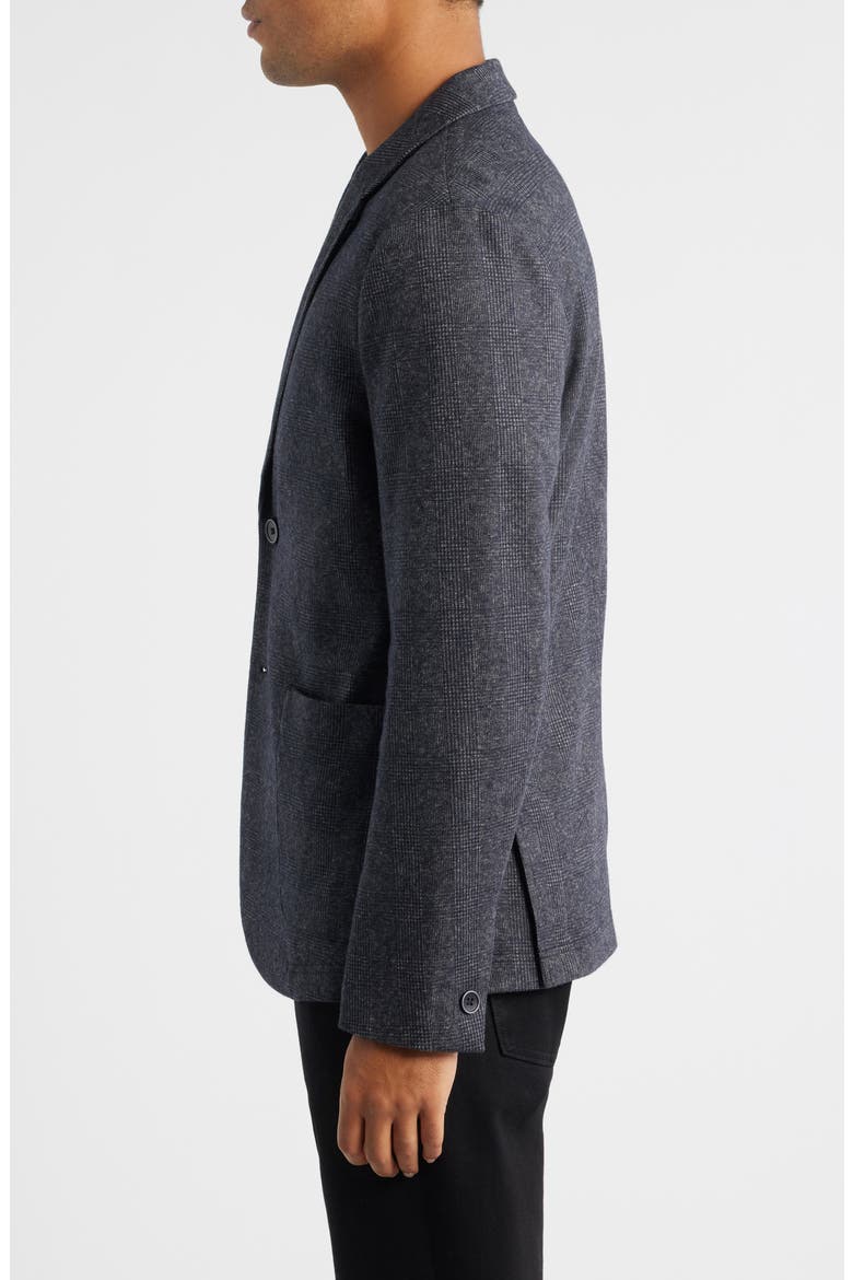 Slayton Charcoal Grey Glen Check Knit Cotton & Wool Blend Sport Coat, Alternate, color, CHARCOAL