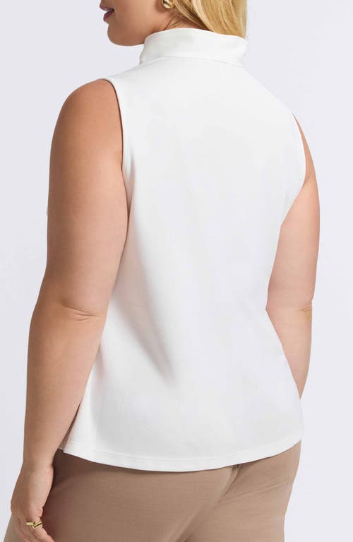 Foxcroft Tammy Ruffle Collar Crepe Sleeveless Top In White