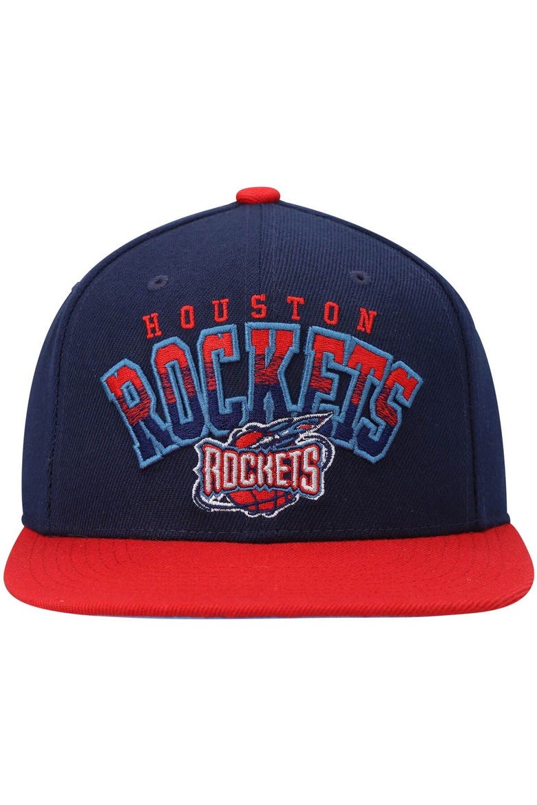 Men's Mitchell & Ness Navy/Red Houston Rockets Hardwood Classics Gradient Wordmark Snapback Hat, Alternate, color, Navy