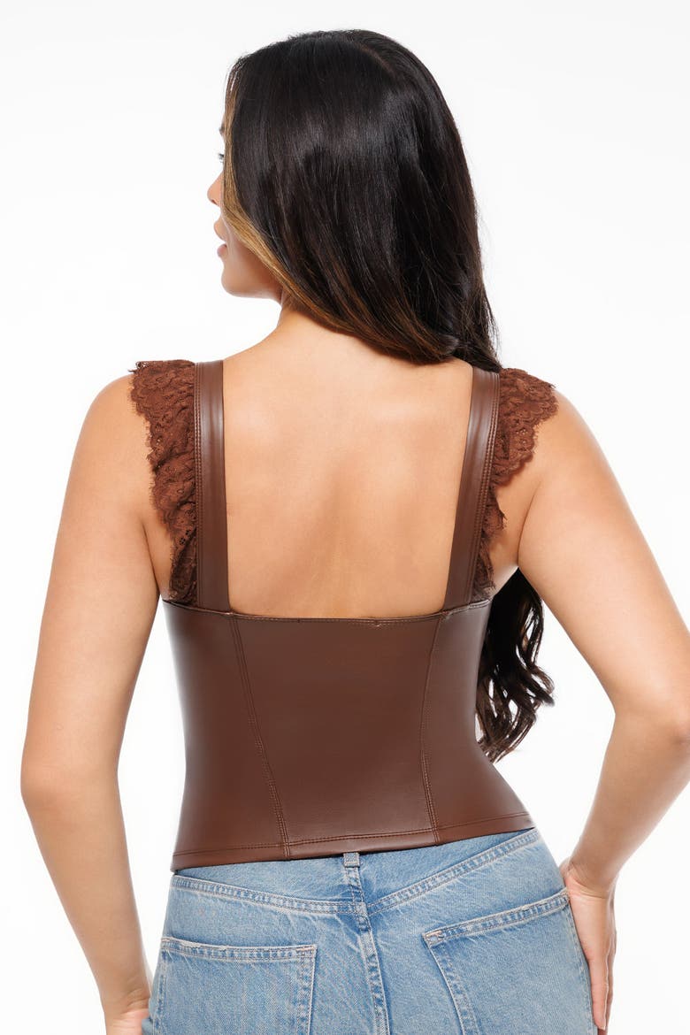Lace Trim Sculpting Camisole Top, Alternate, color, Saddle Brown