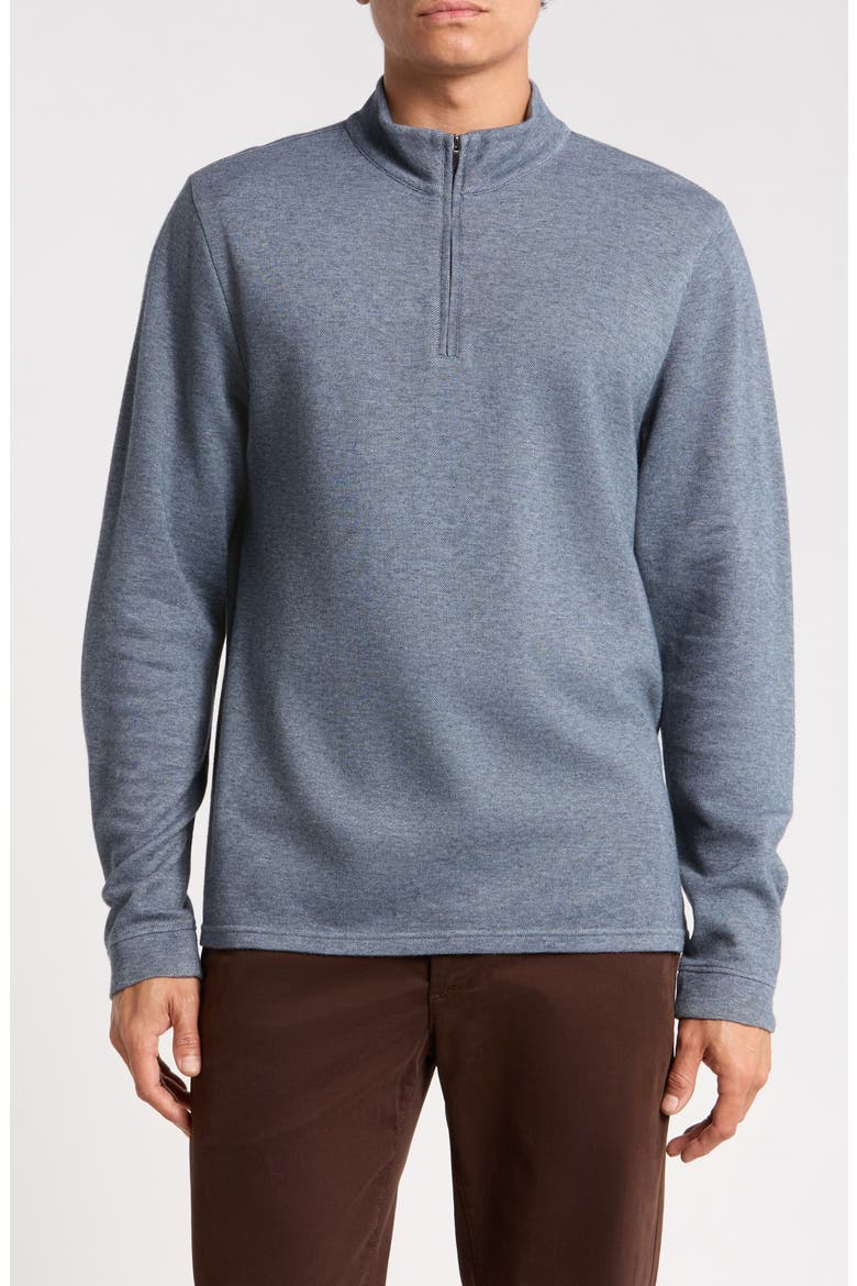 Piquè Quarter Zip Pullover, Main, color, BLUE TRADEWINDS NAVY