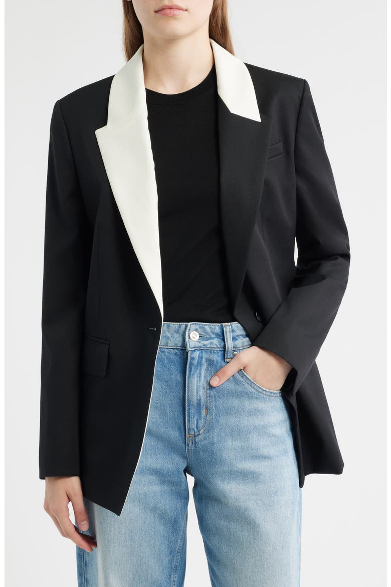 Janka 6 Colorblock Wool Blazer, Alternate, color, BLACK