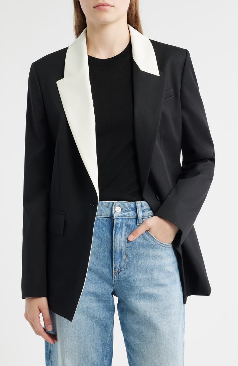 BOSS Janka 6 Colorblock Wool Blazer, Alternate, color, Black