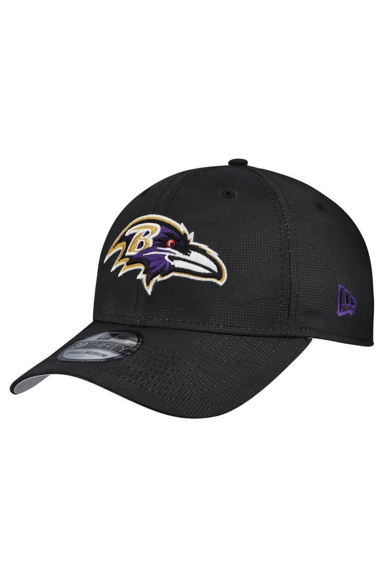 Men's New Era  Black Baltimore Ravens Tonal Camo 39THIRTY Stretch Fit Hat, Main, color, Black