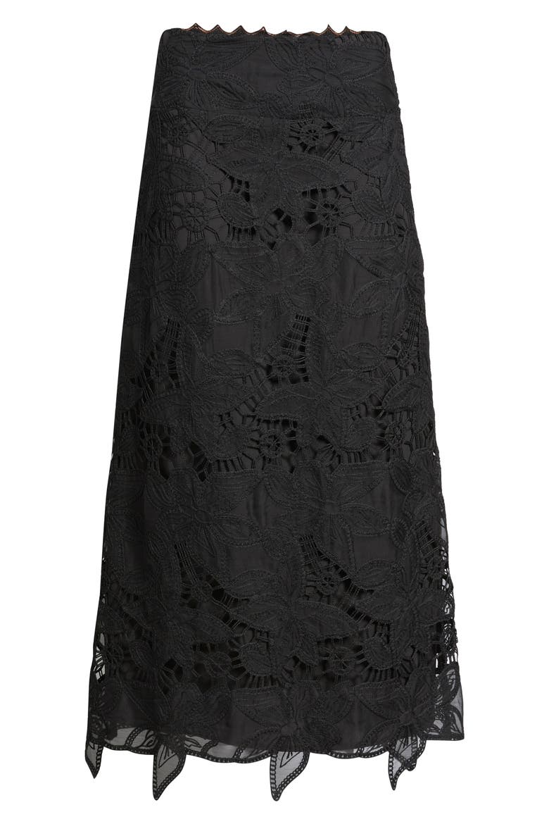 Lori Lace Midi Skirt, Alternate, color, BLACK