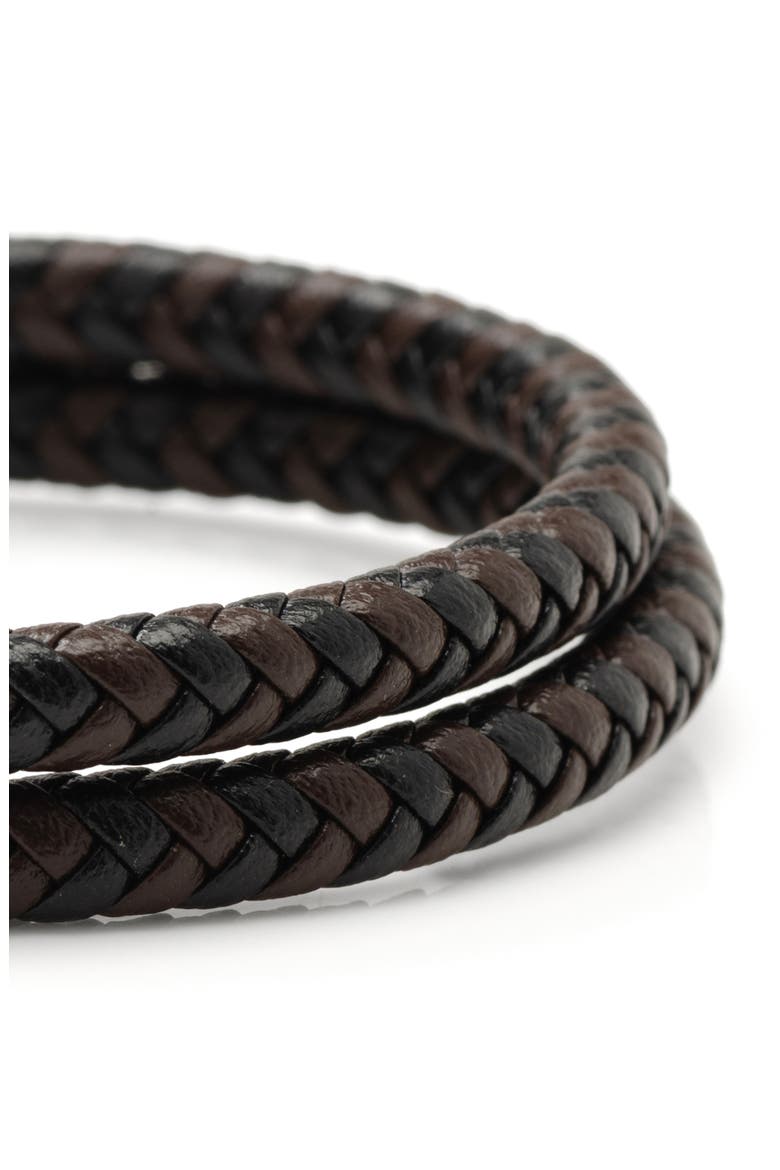 Layered Braided Leather Bracelet, Alternate, color, BROWN