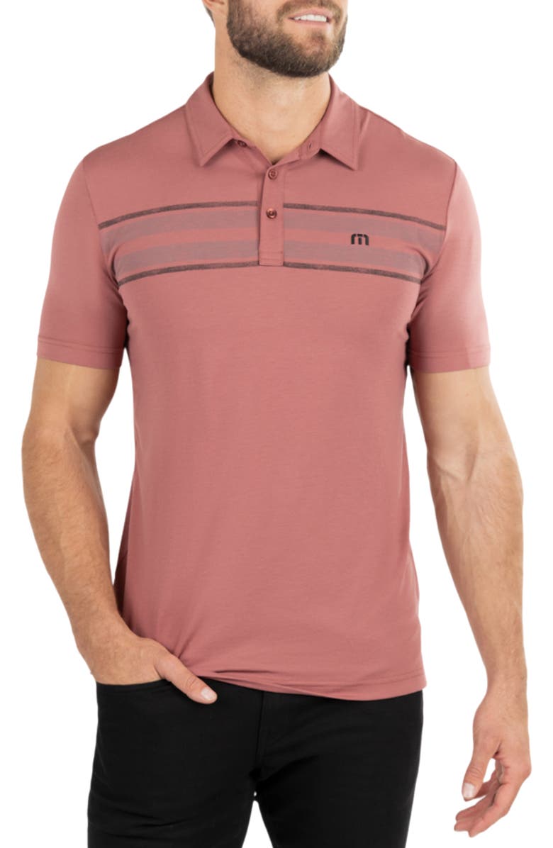 TravisMathew Red River Stretch Golf Polo, Main, color, Roan Rouge